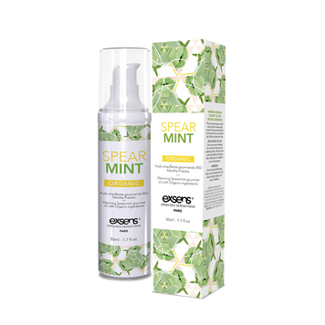 Масажна олія EXSENS Organic Spear Mint 50мл розігрівальна, без цукру, без парабенів, їстівна
