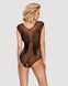 Бодистокинг из крупной сетки с кружевом Obsessive B112 teddy черный, с доступом, S/M/L