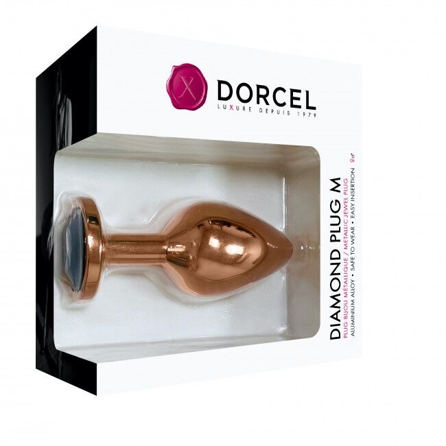 Металлическая анальная пробка с украшением в виде кристалла Dorcel - Diamond Plug Rose Gold M