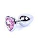 Анальная пробка Jewellery Silver Heart Plug Light Pink d 2,7 см
