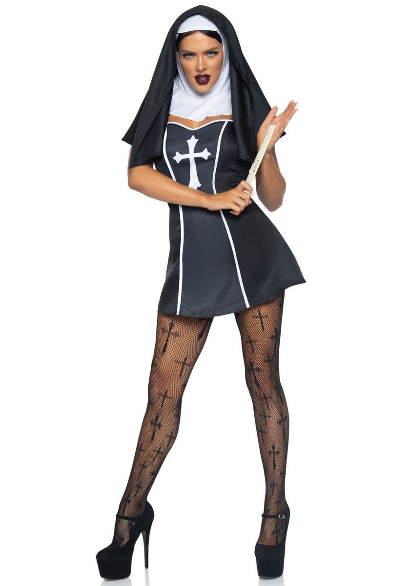 Костюм черниці Leg Avenue Naughty Nun, сукня, головний убір, XS