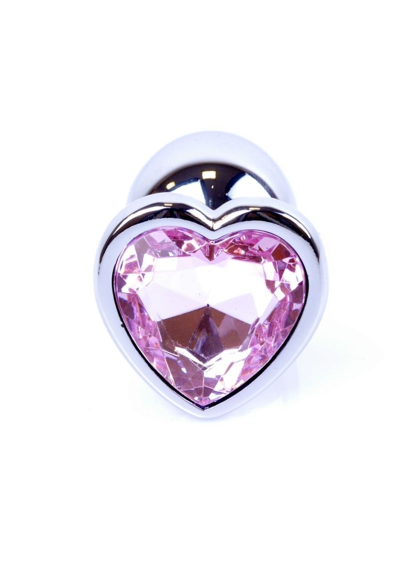 Анальная пробка Jewellery Silver Heart Plug Light Pink d 2,7 см