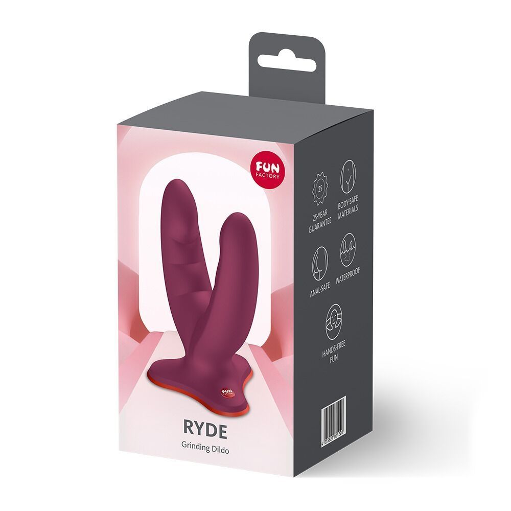 Подвійний фалоімітатор Fun Factory RYDE Wine Red, гнучкі стовбури, присоска