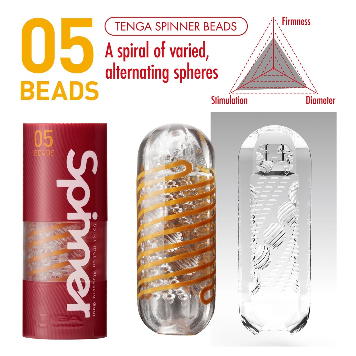 Мастурбатор Tenga Spinner 05 Beads с упругой стимулирующей спиралью внутри