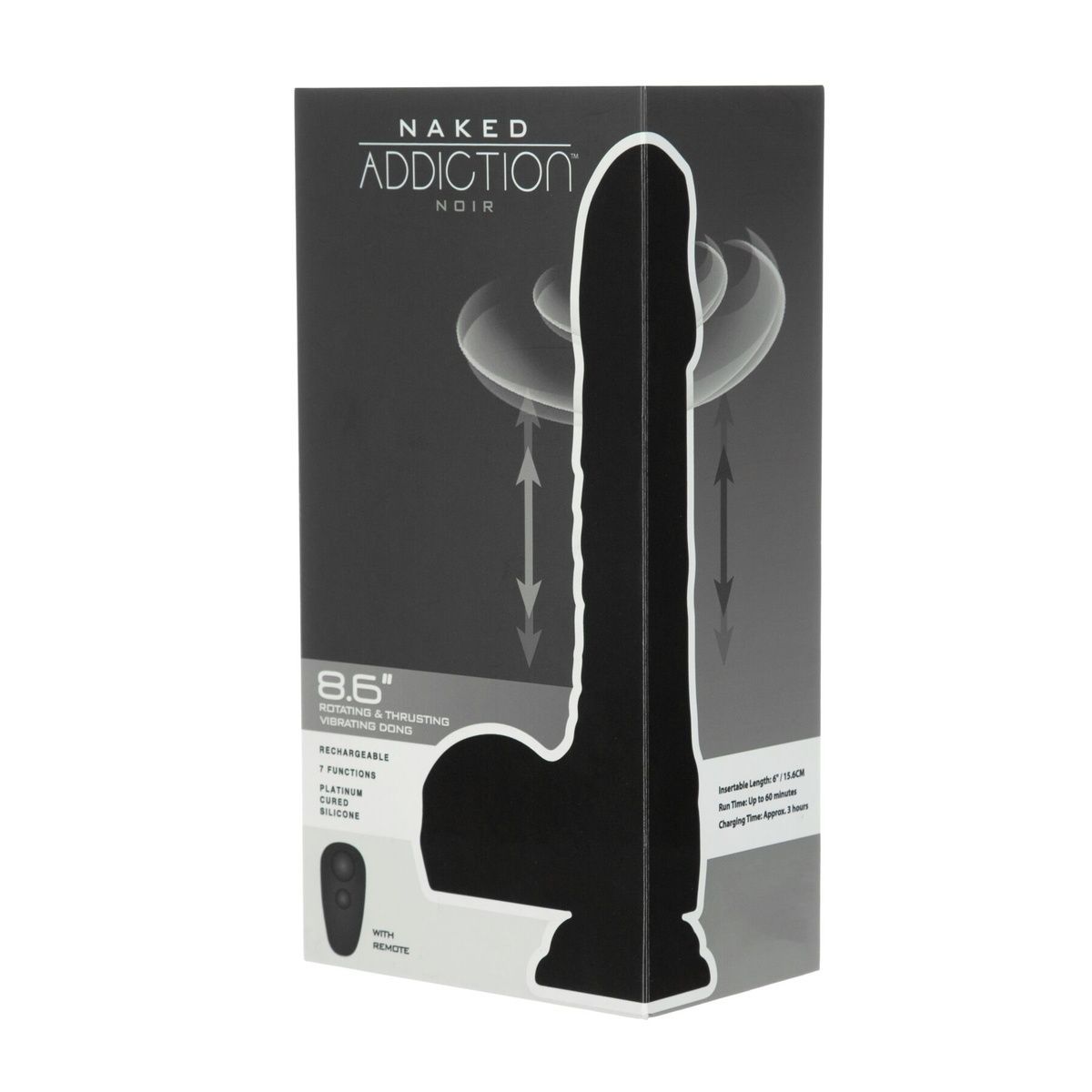 Вібро-фалоімітатор з ротацією та пульсацією Naked Addiction 8.6&Prime; Noir, з пультом ДК