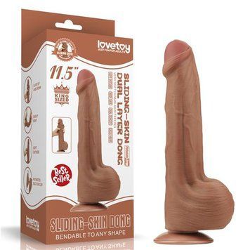 Фаллоимитатор LoveToy Sliding-Skin Dual Layer Dong 11.5" Brown