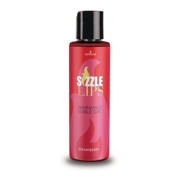 Зігрівальний масажний гель Sensuva Sizzle Lips Strawberry (125 мл), без цукру, їстівний