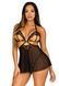 Сорочка беби-долл с открытыми чашками Leg Avenue Lace and mesh babydoll & panty Black, стринги, S