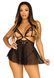 Сорочка беби-долл с открытыми чашками Leg Avenue Lace and mesh babydoll & panty Black, стринги, S