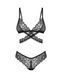 Комплект Obsessive Blomentis 2-pcs set, кружевной, лиф с завязками на спине, трусики-слипы, XS/S