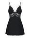 Сатиновый пеньюар с кружевом Obsessive 810-BAB-1 babydoll & thong, черный, пеньюар, танга, S/M