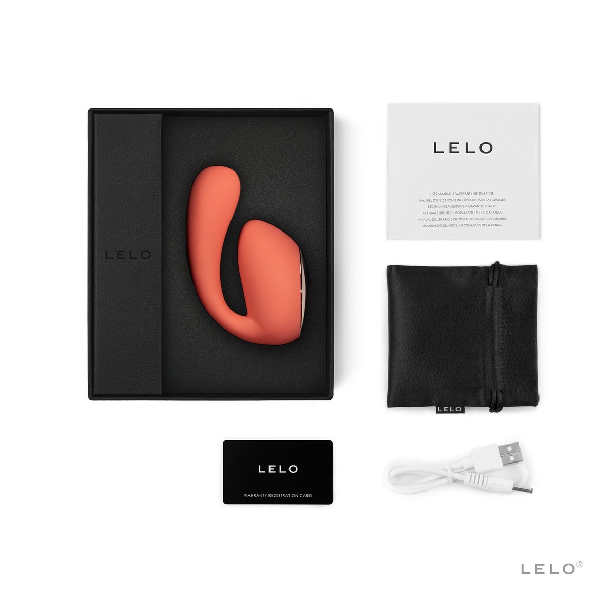 Смарт-вибратор LELO Ida Wave Coral Red, вагинально-клиторальный, технология WaveMotion, 2 мотора