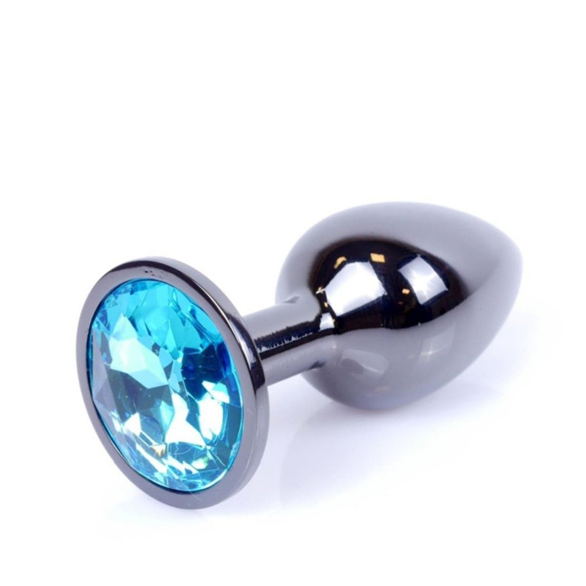 Анальна пробка Jewellery Dark Silver PLUG Light Blue, d 2,7 см.