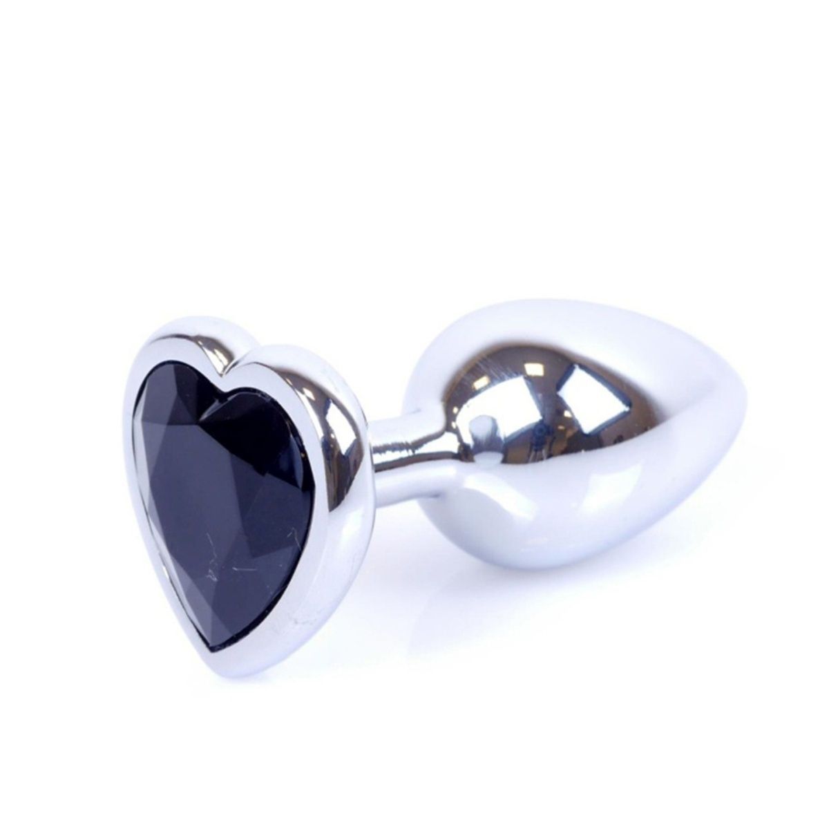 Анальная пробка Jewellery Silver Heart Plug Black
