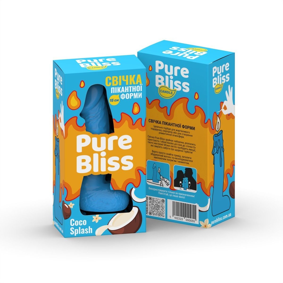 Ароматное свеча пикантной формы Pure Bliss Blue Coco Splash (Кокосовое молоко) 15 см