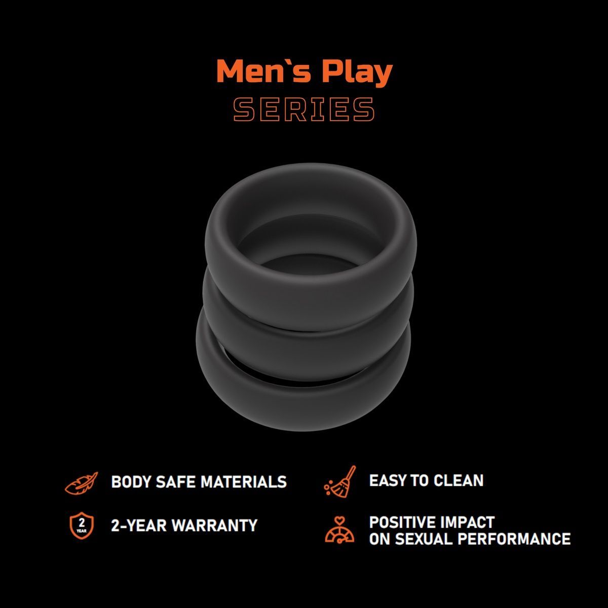 Набір ерекційних кілець Erospace Men&rsquo;s Play Set Of 3 Cock Rings B9