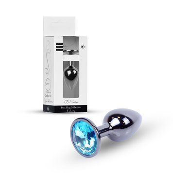 Анальная пробка Jewellery Dark Silver PLUG Light Blue, d 2,7 см.