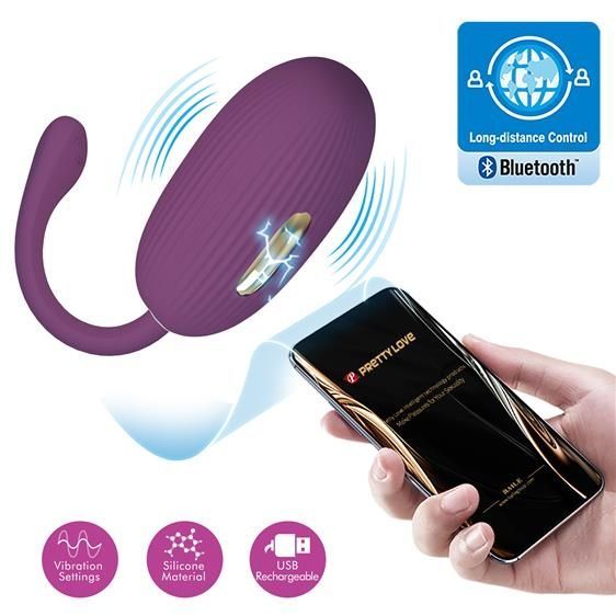 Віброяйце Pretty Love Doreen Electric Shock Egg Purple (App), 60 г
