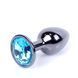 Анальна пробка Jewellery Dark Silver PLUG Light Blue, d 2,7 см.