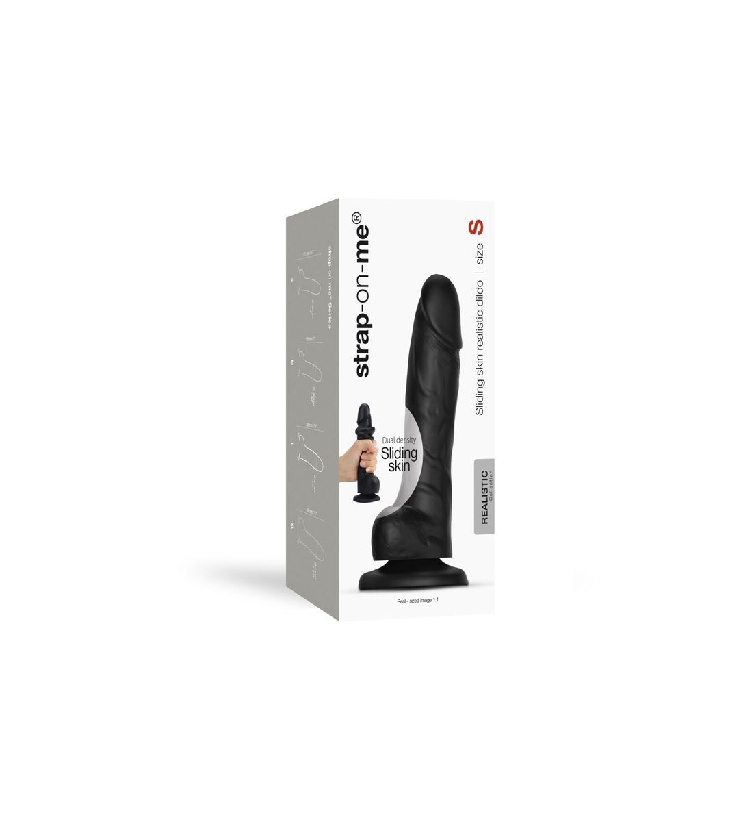 Реалистичный фаллоимитатор Strap-On-Me Sliding Skin Realistic Dildo Black S, эффект подвижной кожи