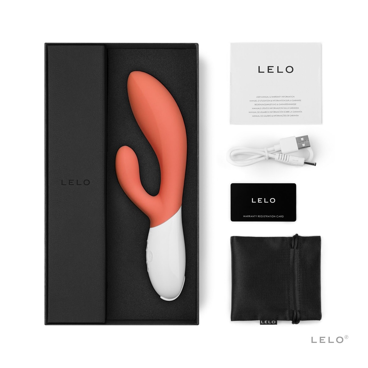 Вибратор-кролик LELO Ina 3 Coral, 10 режимов вибрации, мощный мотор