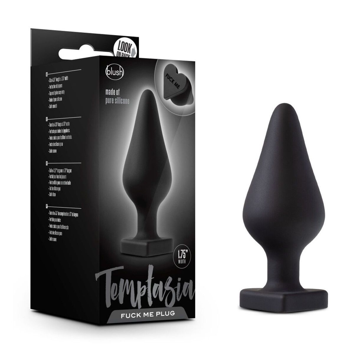 Анальная пробка Blush Temptasia &ndash; Fuck Me Anal Plug &ndash; Black, основание в виде сердечка