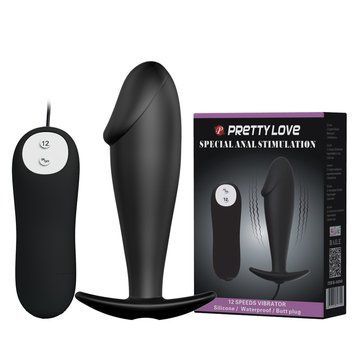 Анальная пробка с вибрацией Pretty Love Special Anal Stimulation Vibrating Penis Black &ndash; 3 см