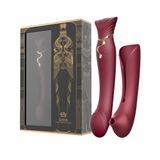 Смартвібратор 3в1 Zalo &mdash; Queen Set Wine Red, пульсівна перлина та вакуум, кристал Swarovski