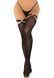 Панчохи Leg Avenue Thigh highs with garter top, One Size, чорні, з еластичними підв&rsquo;язками на кільцях