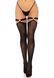 Панчохи Leg Avenue Thigh highs with garter top, One Size, чорні, з еластичними підв&rsquo;язками на кільцях