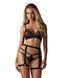 Комплект Obsessive Blomentis 3-pcs set, м&rsquo;який ліф, стрінги зі стрепами, пояс із гартерами, XS/S