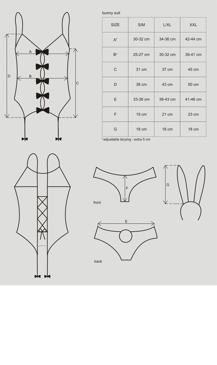 Еротичний костюм зайчика Obsessive Bunny suit 4 pcs costume pink L/XL, рожевий, топ з підв&rsquo;язками