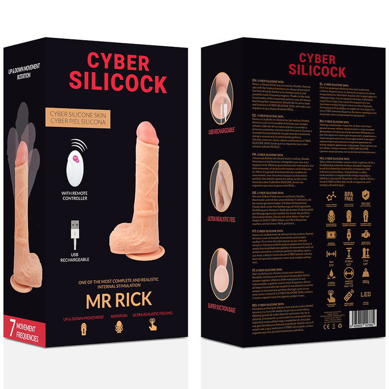 Фаллоимитатор с подвижной головкой и фрикциями Mr Rick CYBER SILICOCK