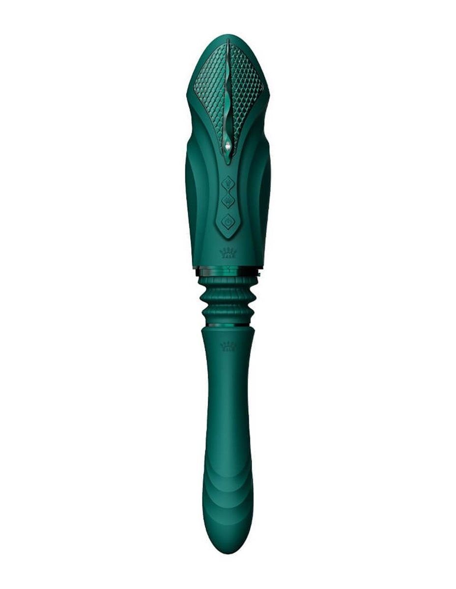 Компактна смарт секс-машина Zalo &ndash; Sesh Turquoise Green, 2 насадки, пульт ДК, кристал Swarovski
