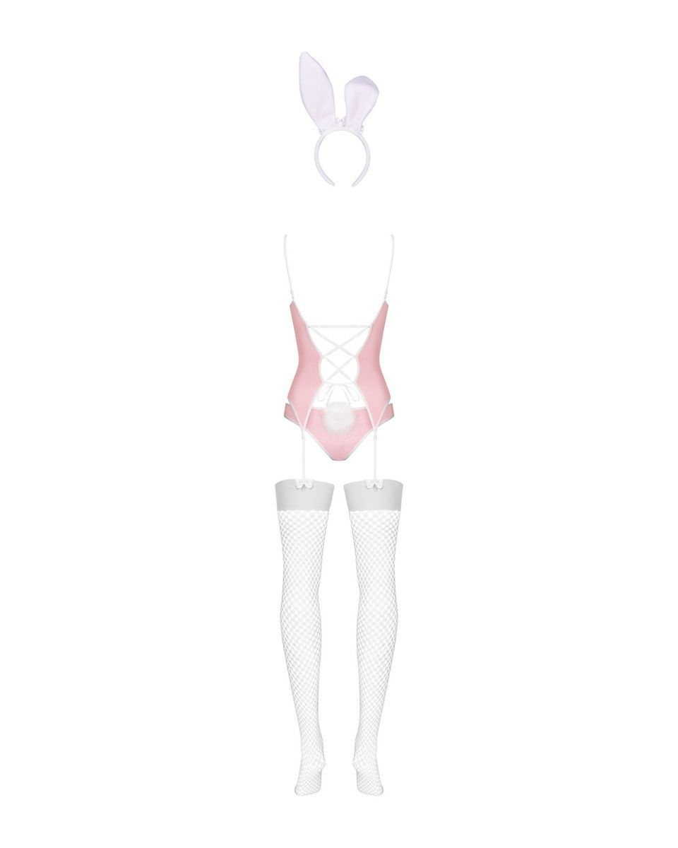 Еротичний костюм зайчика Obsessive Bunny suit 4 pcs costume pink L/XL, рожевий, топ з підв&rsquo;язками
