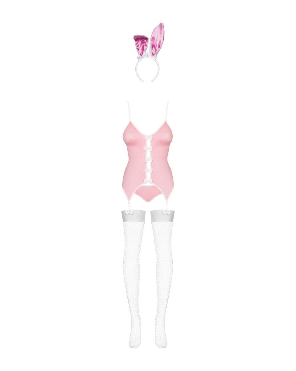 Еротичний костюм зайчика Obsessive Bunny suit 4 pcs costume pink L/XL, рожевий, топ з підв&rsquo;язками