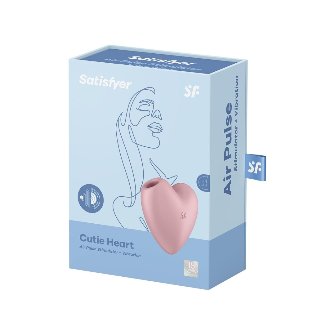 Вакуумный стимулятор-сердечко с вибрацией Satisfyer Cutie Heart Light Red