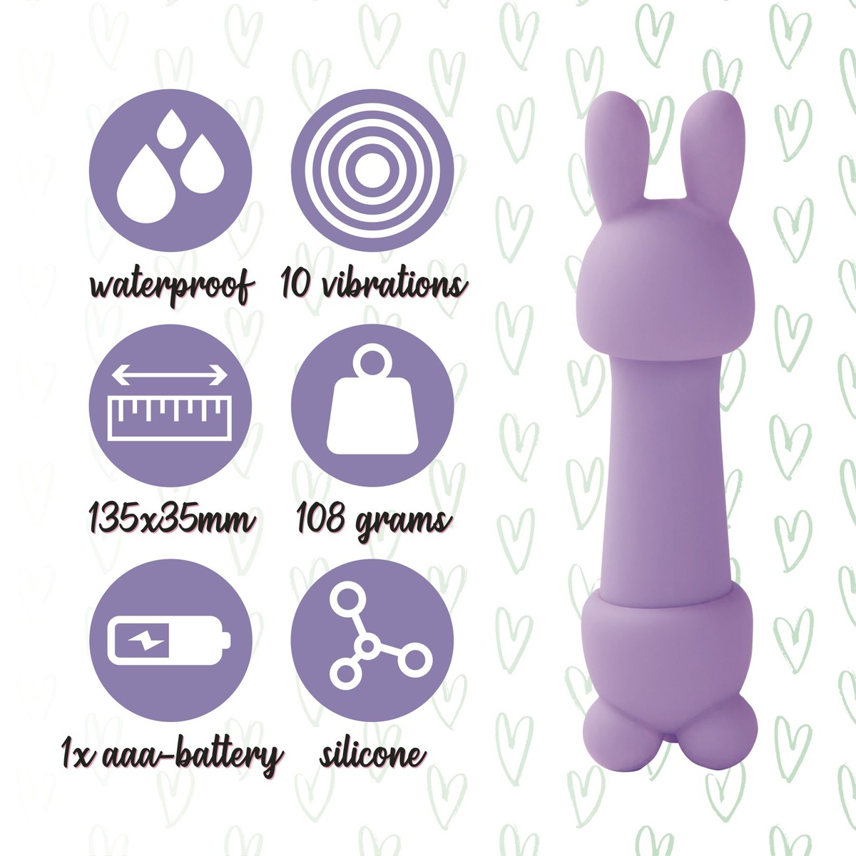 Мінівібратор FeelzToys Magic Bunny Purple, фіолетовий