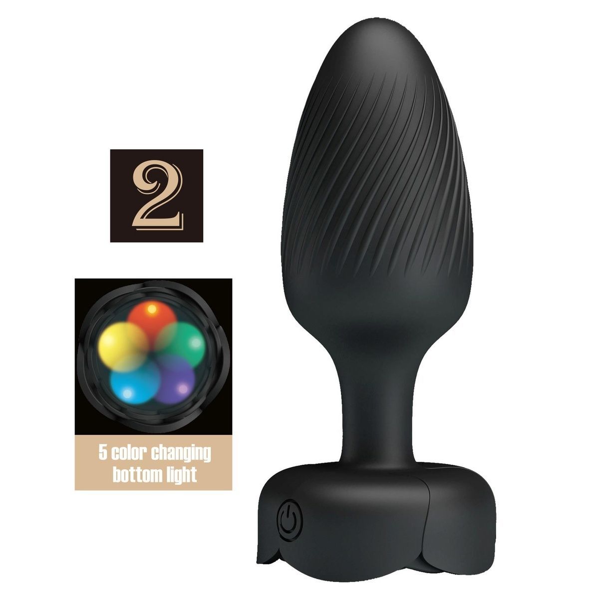 Анальна пробка Pretty з підсвіткою Love Varian Black - 3,8 см