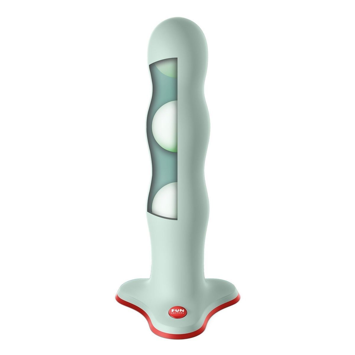 Фаллоимитатор Fun Factory BOUNCER Light Green, шарики внутри, эффект вибрации, диаметр 3,9 см