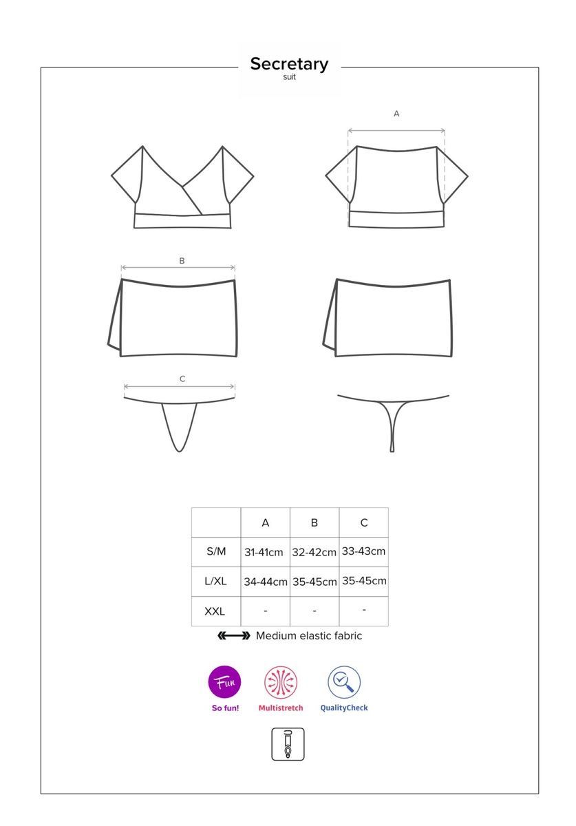 Еротичний костюм секретарки Obsessive Secretary suit 5pcs black, чорно-білий , S/M