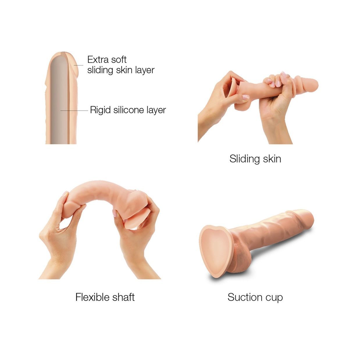 Реалистичный фаллоимитатор Strap-On-Me Sliding Skin Realistic Dildo Vanille XXL, эффект подвижной ко