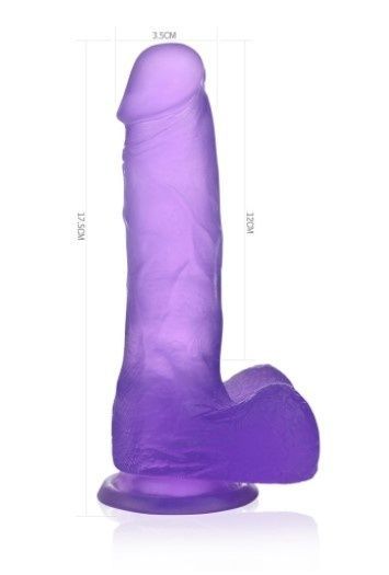 Фалоімітатор з мошонкою Jelly Studs Crystal Dildo Medium 7" Purple