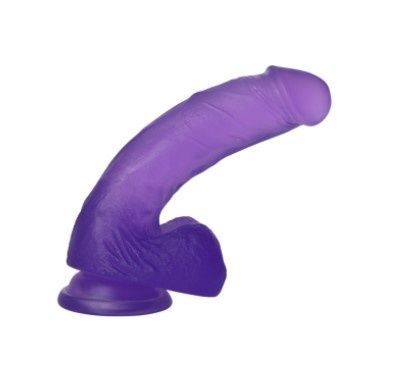 Фалоімітатор з мошонкою Jelly Studs Crystal Dildo Medium 7" Purple