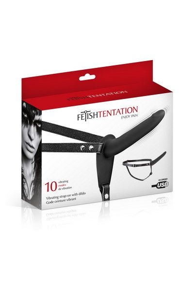 Страпон с вибрацией Fetish Tentation Vibrating Strap-On with Dildo Black