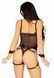 Комплект атласних ременів для бондажу Leg Avenue Satin elastic harness Set, One size, Black