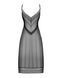 Полупрозрачная длинная сорочка Obsessive Estiqua chemise, черный, ассиметричный крой, XS/S