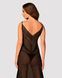 Полупрозрачная длинная сорочка Obsessive Estiqua chemise, черный, ассиметричный крой, XS/S