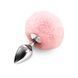 Металева анальна пробка М Art of Sex - Metal Butt plug Rabbit Tail Soft pink, діаметр 3,4 см