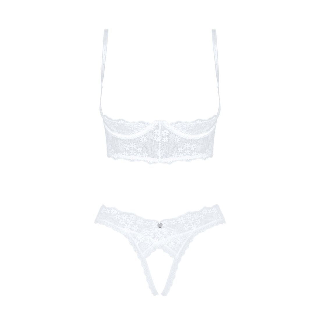 Эротический комплект Obsessive Heavenlly 2-pcs cupless set, открытая грудь, с доступом, XS/S